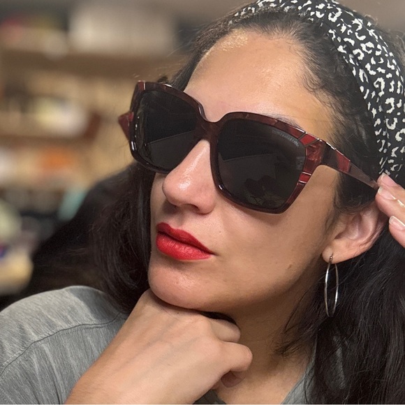 Dolce & Gabbana Red and Black Oversized Sunglasses